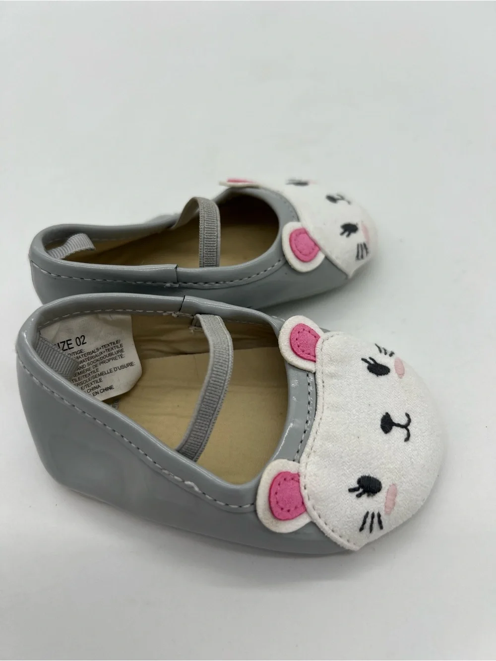 Baby Girl Gymboree Size 2 Kitty Shoes Gray Pink